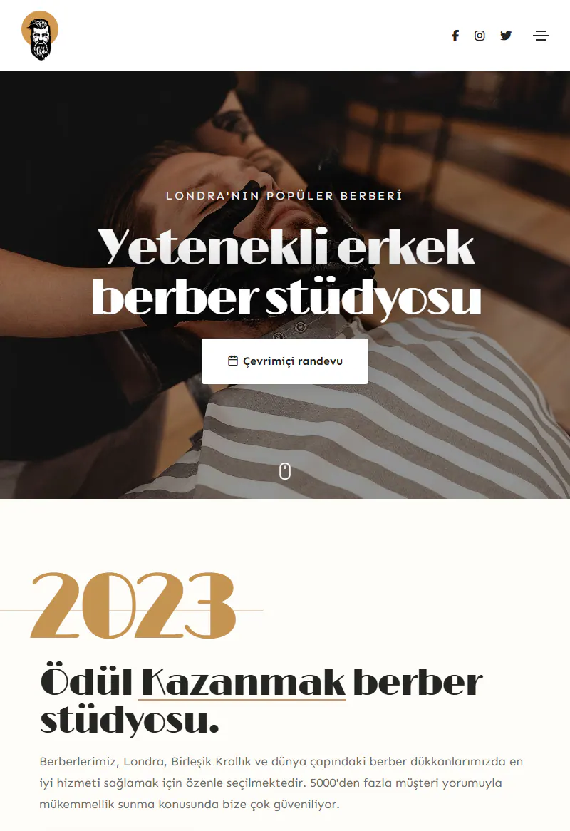Erkek Kuaförü web sitesi tasarımı