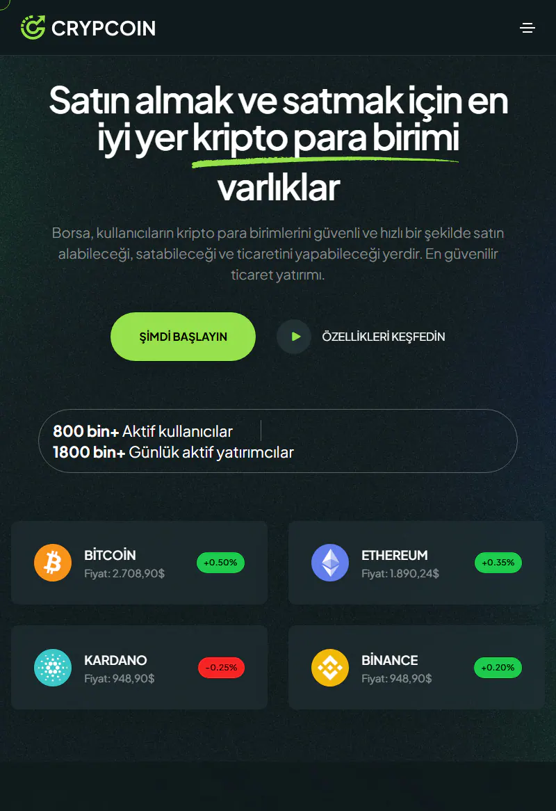 Web3 ve Kripto Platformu web sitesi tasarımı
