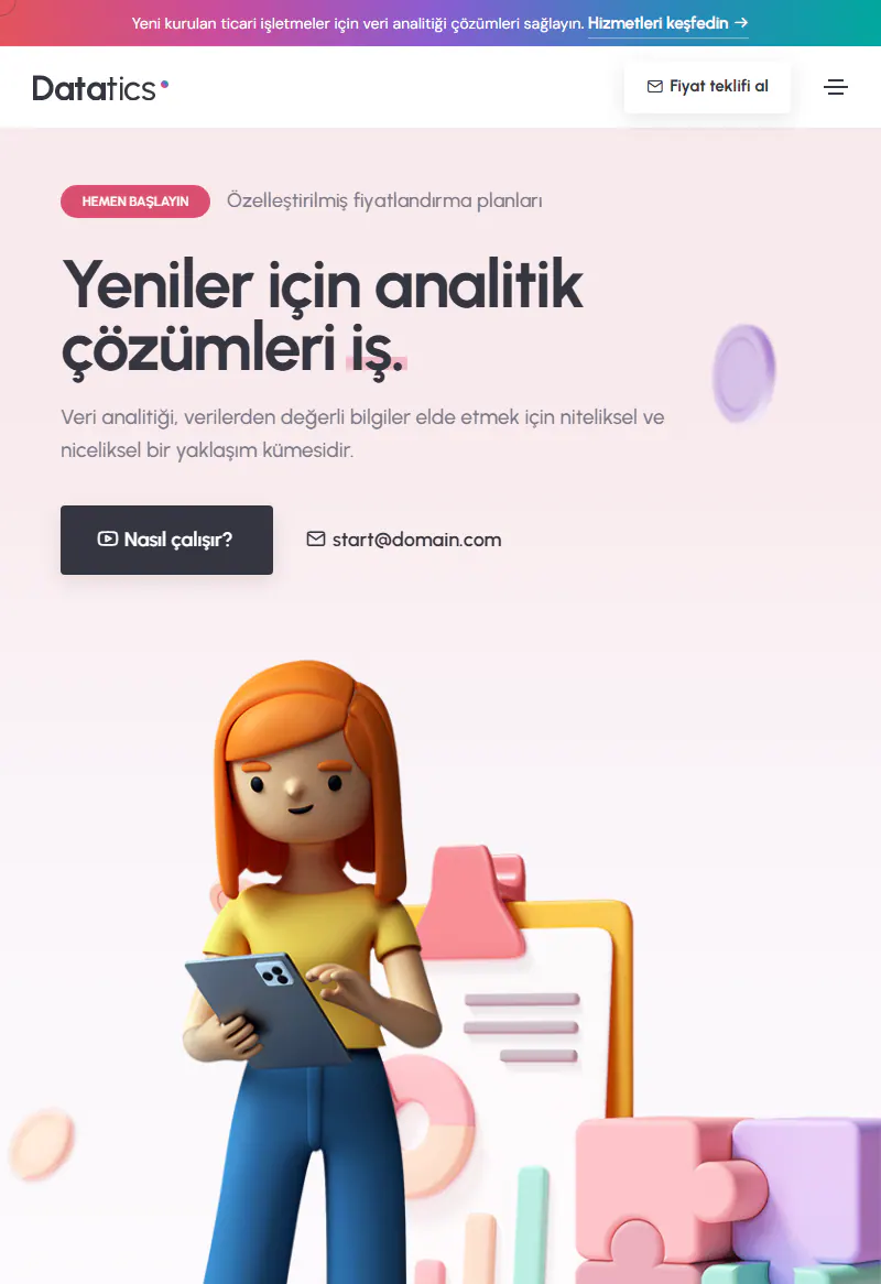 Veri Analitiği web sitesi tasarımı