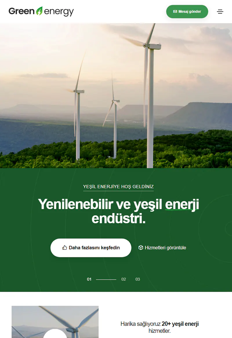 Sürdürülebilir Enerji web sitesi tasarımı
