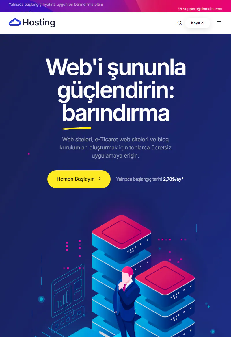 Web Hosting Hizmetleri web sitesi tasarımı