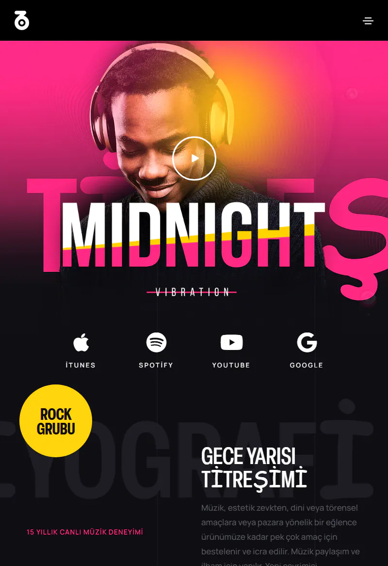 Müzik Sanatçı Sayfası web sitesi tasarımı